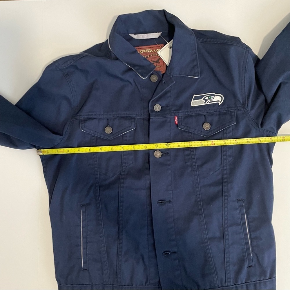 RARE NFL Seattle Seahawks levis prototype sample twill trucker jacket M navy - Picture 11 of 13